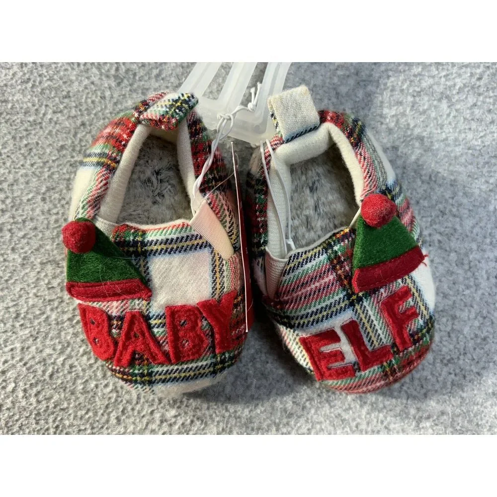Wondershop Slippers Holiday Tartan Plaid Baby Elf‎ Size 6-9 Months NEW
